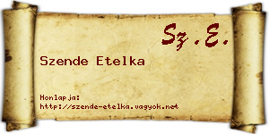 Szende Etelka névjegykártya